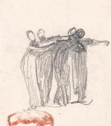 Gruppe von vier sich umarmenden Frauen